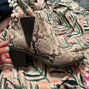 Snakeskin booties